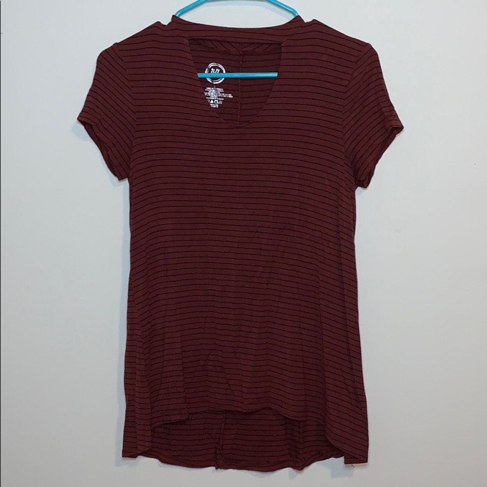Burgundy and Black Striped Shirt